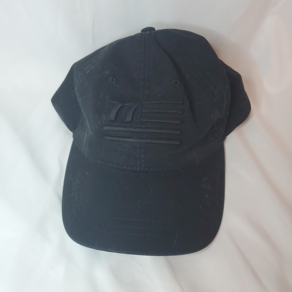 American Eagle Hat Black Mono Embroidered Flag 77 Dad Cap Strapback